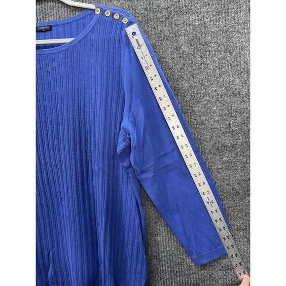 Talbots Button Shoulder Sweater Top Womens 2X Blue Crewneck Ribbed Long Sleeve - Picture 8 of 9